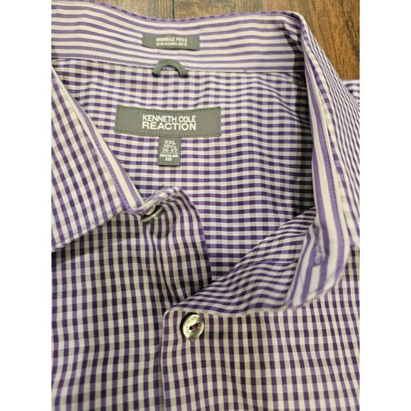 Kenneth Cole Reaction Button Up Shirt Size XXL Purple White - Picture 2 of 4